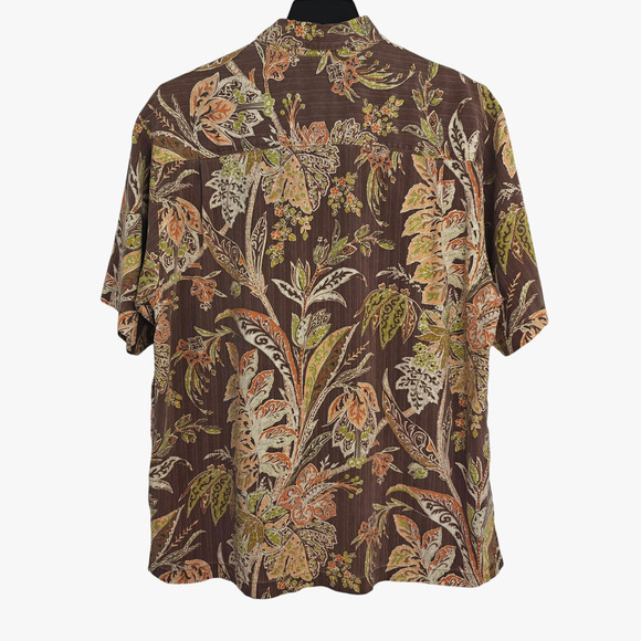 Tommy Bahama Silk Hawaiian Shirt Mens Size XL Autumn Earth Tones Beach Aloha - Picture 7 of 10